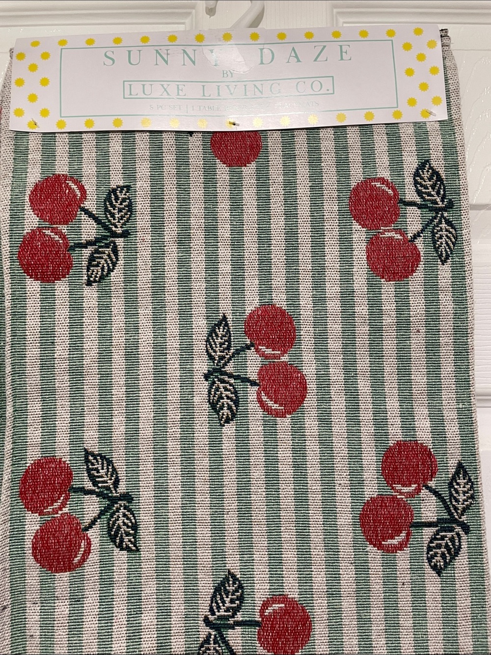 Cherries Luxe Living 5pc Table Runner & Placemat Set Choice